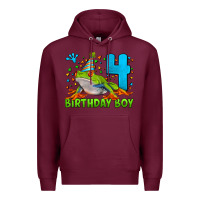 Burgundy birthday boy frog age 4 Premium Hoodie - LillyAllenDesigns