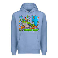 Colony Blue birthday boy frog age 4 Premium Hoodie - LillyAllenDesigns