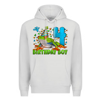 Dove Grey birthday boy frog age 4 Premium Hoodie - LillyAllenDesigns
