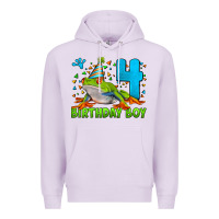 Lilac birthday boy frog age 4 Premium Hoodie - LillyAllenDesigns