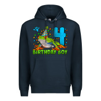 Navy birthday boy frog age 4 Premium Hoodie - LillyAllenDesigns