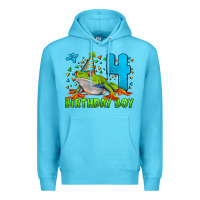 Ocean Blue birthday boy frog age 4 Premium Hoodie - LillyAllenDesigns