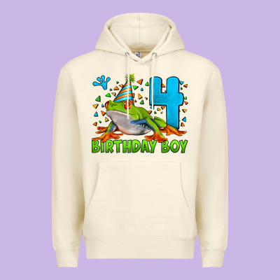 Birthday Boy Frog Age 4 Premium Hoodie Designed By Lillyallendesigns