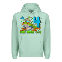 Seafoam birthday boy frog age 4 Premium Hoodie - LillyAllenDesigns