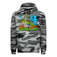 Slate Camo birthday boy frog age 4 Premium Hoodie - LillyAllenDesigns