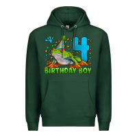 Sports Green birthday boy frog age 4 Premium Hoodie - LillyAllenDesigns
