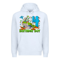 White birthday boy frog age 4 Premium Hoodie - LillyAllenDesigns