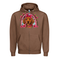 Dachshund Puppy Floral Rainbow Zipper Hoodie | Teevron