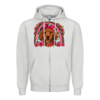 Dove Grey dachshund puppy floral rainbow Zipper Hoodie - Artiststas