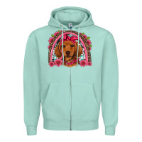 Seafoam dachshund puppy floral rainbow Zipper Hoodie - Artiststas