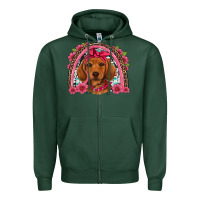 Sports Green dachshund puppy floral rainbow Zipper Hoodie - Artiststas