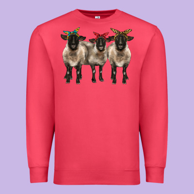 3 Sheeps Suffolk Ewe With Bandana Premium Sweatshirt Designed By Barkaloodesign