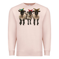 Pale Pink 3 sheeps suffolk ewe with bandana Premium Sweatshirt - BarkalooDesign