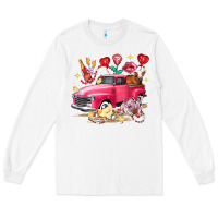 White Valentine's Day Truck Farm Animals Long Sleeve Tee - FaDigitalArtStudio