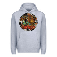 Heather Grey Christmas Cowboy Boots Premium Hoodie - RanaPortraitStore