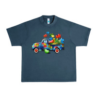 Midnight Navy Autism truck Urban Heavy Tee - CowGirlArtShop