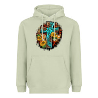 Matcha western turquoise's leopard cross  wooden aztek sunflowers background Heavyweight Hoodie - BarkalooDesign
