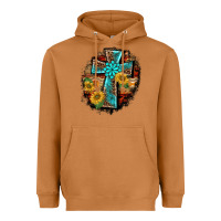 Meerkat western turquoise's leopard cross  wooden aztek sunflowers background Heavyweight Hoodie - BarkalooDesign