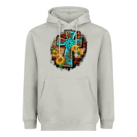Moon Dust western turquoise's leopard cross  wooden aztek sunflowers background Heavyweight Hoodie - BarkalooDesign