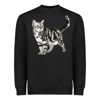 Black American Shorthair Cat Heavyweight Sweatshirt - LillyAllenDesigns