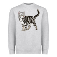 Heather Grey American Shorthair Cat Heavyweight Sweatshirt - LillyAllenDesigns