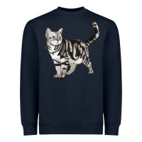 Navy American Shorthair Cat Heavyweight Sweatshirt - LillyAllenDesigns