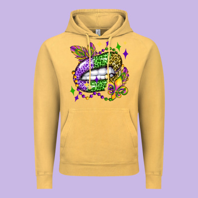 Mardi Gras Lip Olivia Vintage Hoodie Designed By Oliviacreatesart