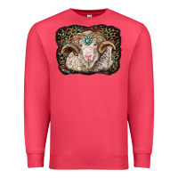 Cardinal merino ram with leopard background Premium Sweatshirt - BarkalooDesign
