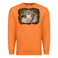 Carrot merino ram with leopard background Premium Sweatshirt - BarkalooDesign