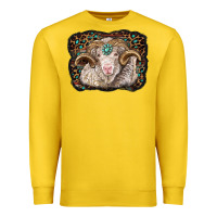 Lemon merino ram with leopard background Premium Sweatshirt - BarkalooDesign