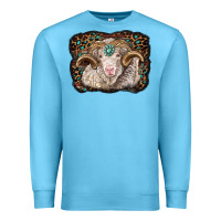 Ocean Blue merino ram with leopard background Premium Sweatshirt - BarkalooDesign