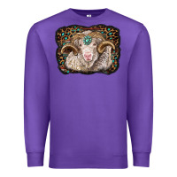 Purple merino ram with leopard background Premium Sweatshirt - BarkalooDesign