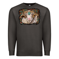 Smoke merino ram with leopard background Premium Sweatshirt - BarkalooDesign