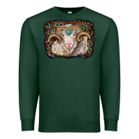 Sports Green merino ram with leopard background Premium Sweatshirt - BarkalooDesign
