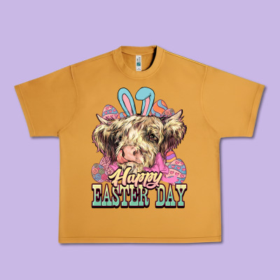 Happy Easter Day Cow Urban Heavy Tee Designed By Howdyjamesfarm