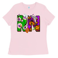 Bubblegum Pink Halloween RN Registered Nurse Ladies Tee - NancyCooperArtShop