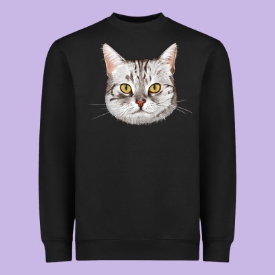 American Shorthair Cat Face Heavyweight Sweatshirt Designed By Lillyallendesigns