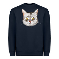 Navy American Shorthair Cat Face Heavyweight Sweatshirt - LillyAllenDesigns
