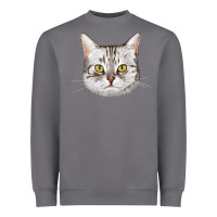 Storm American Shorthair Cat Face Heavyweight Sweatshirt - LillyAllenDesigns
