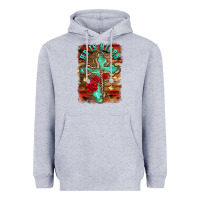 Heather Grey he is risen cross with roses background Heavyweight Hoodie - BarkalooDesign