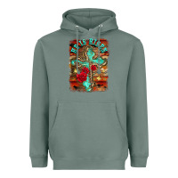 Sage he is risen cross with roses background Heavyweight Hoodie - BarkalooDesign