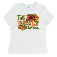 White Talk turkey to me Thanksgiving p Ladies Tee - NancyCooperArtShop