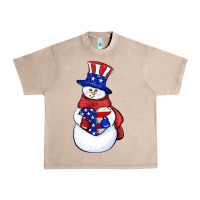 French Oak Patriotic snowman 4th of july Urban Heavy Tee - HowdyJamesFarm