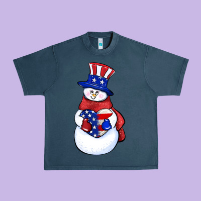 Patriotic Snowman 4th Of July Urban Heavy Tee Designed By Howdyjamesfarm