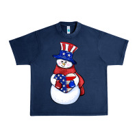 Navy Patriotic snowman 4th of july Urban Heavy Tee - HowdyJamesFarm