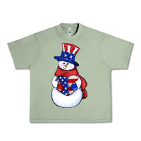 Oil Green Patriotic snowman 4th of july Urban Heavy Tee - HowdyJamesFarm