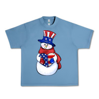 Pebble Blue Patriotic snowman 4th of july Urban Heavy Tee - HowdyJamesFarm