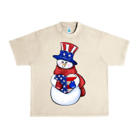 Sandshell Patriotic snowman 4th of july Urban Heavy Tee - HowdyJamesFarm