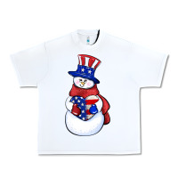 White Patriotic snowman 4th of july Urban Heavy Tee - HowdyJamesFarm