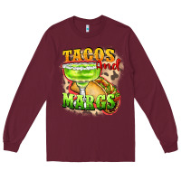 Burgundy Tacos and margs Long Sleeve Tee - FaDigitalArtStudio